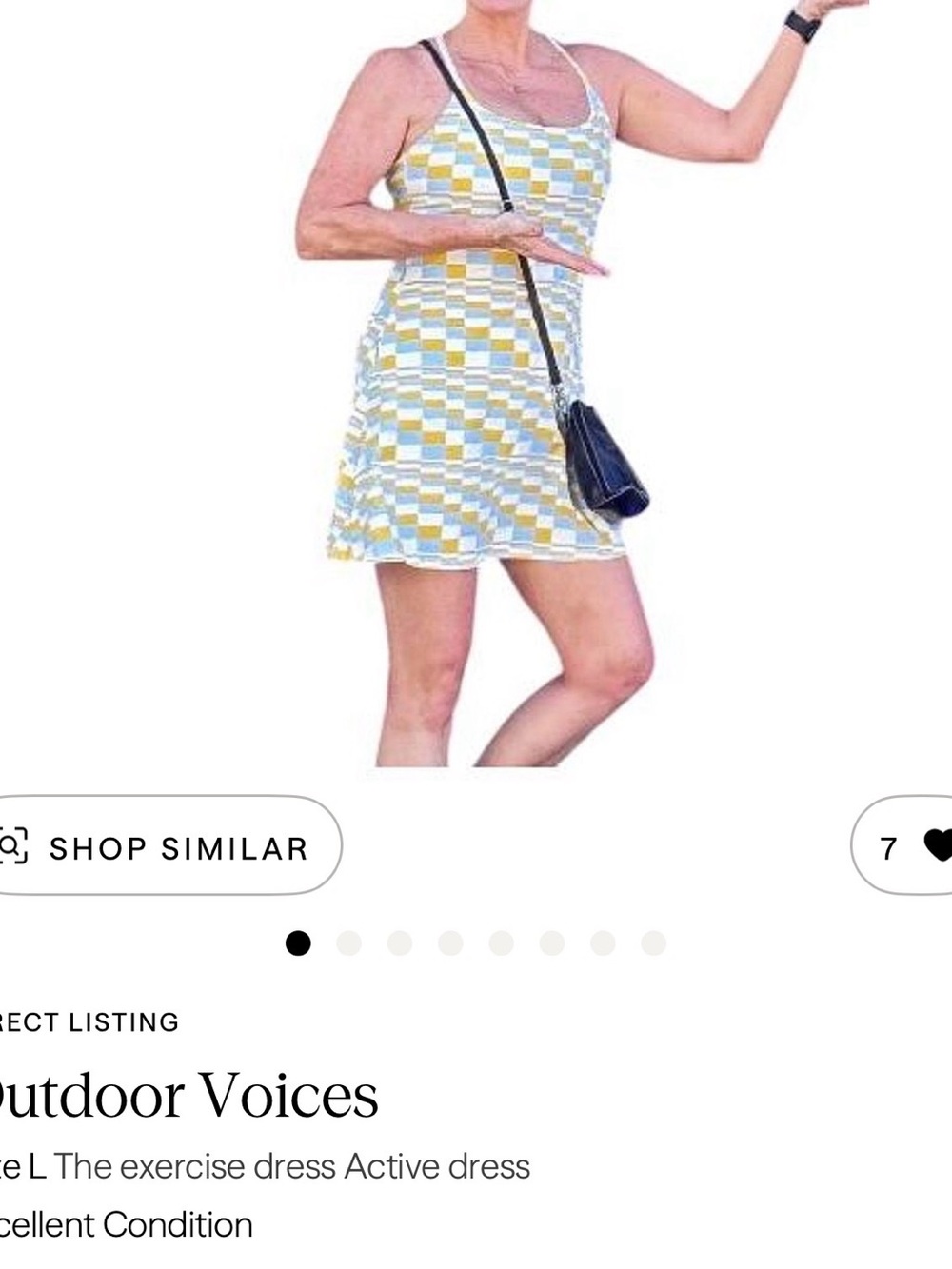 Outdoor Voices Yellow, White & Light Blue Checker Mini Skirt